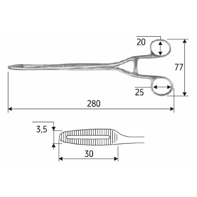 Корцанг (затискач) Sims-Maier, 28 см, прямий, J-18-055 Surgicon